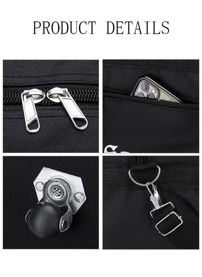 Generic Foldable Rolling Duffle Bag With Wheels Expandable Carry On Luggage Bag Lightweight Suitcases Waterproof Luggage Bag Duffel Bag for Men and Women (Black)  - Image 4