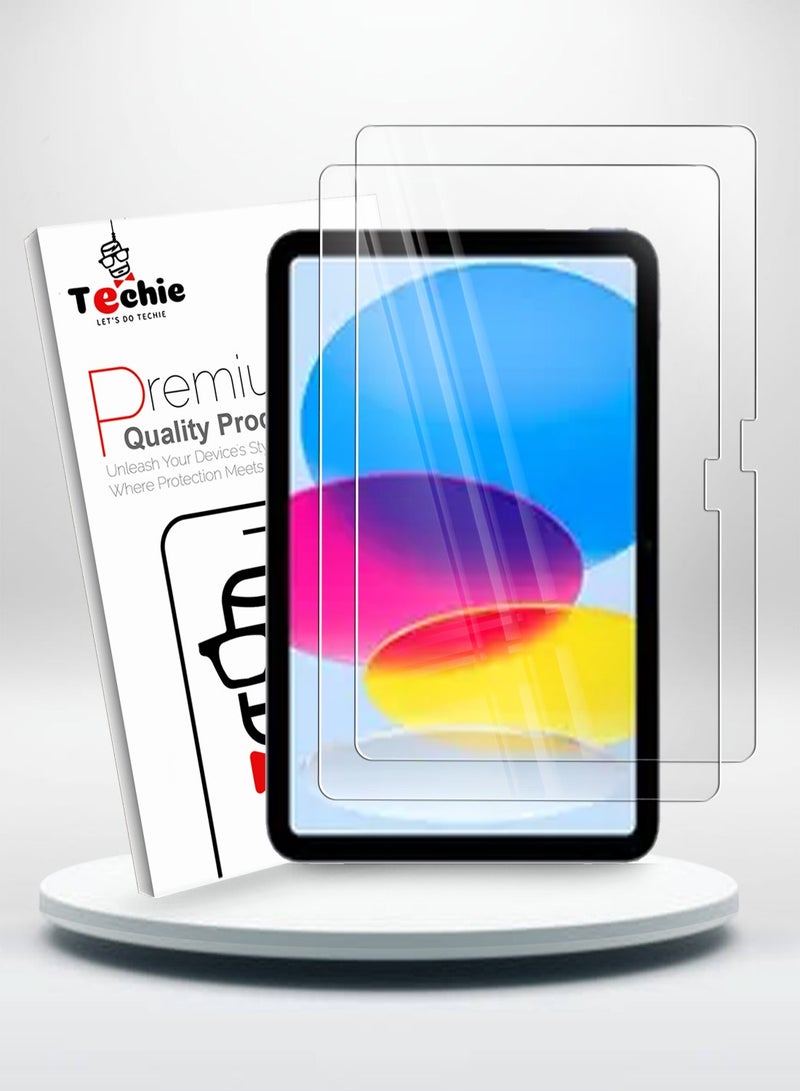 Techie 2 Pack Apple iPad 11 A16 2025 11th/10th 2022 Generation (11-inch/10.9) HD Clear Tempered Glass Screen Protector - Ultra-Thin 0.33mm Thickness, Bubble-Free Application - Image 1