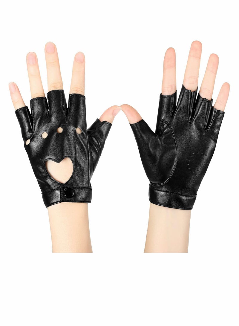 Y&D Punk Half Finger Gloves, PU Leather Performance Gloves  - Image 1