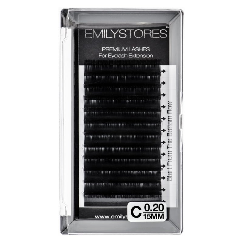 EMILYSTORES Eyelash Extensions 020mm Thickness C Curl 15mm Length Natural Looking Individual Volume Eyelashes For Lash Extensions020C15mm