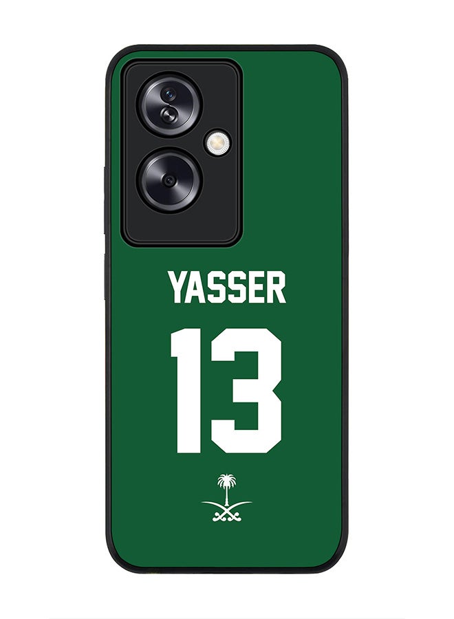 Stylizedd Rugged Black Edge Case for Oppo A79 5G, Slim fit Flexible Case Cover - Football Team - Saudi Arabia, Player Name - Yasser - Image 1