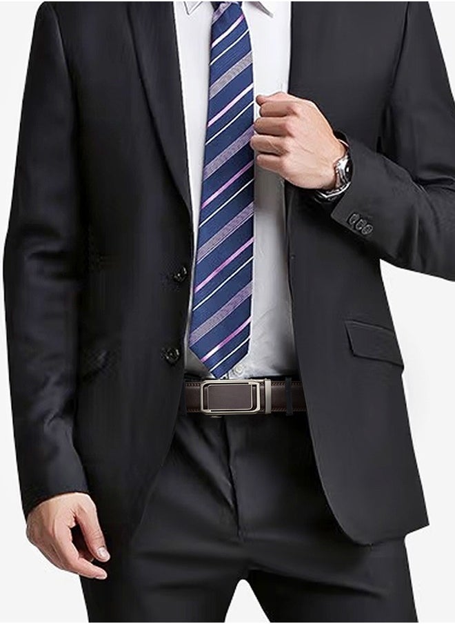 SENDEFN SENDEFN Genuine Leather Automatic Buckle Belt – 135CM Length, 32-Position Micro-Adjustment, No Holes Design, Fashion Commute Style Brown  - Image 2