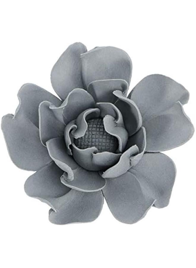 3D Ceramic Peony Peony Ceramic Wall Hanging Decoration 3D Wall Art for Living Bedroom Bathroom Kitchen Farmhouse Home Decor (Grey) 3D Decor - Image 2