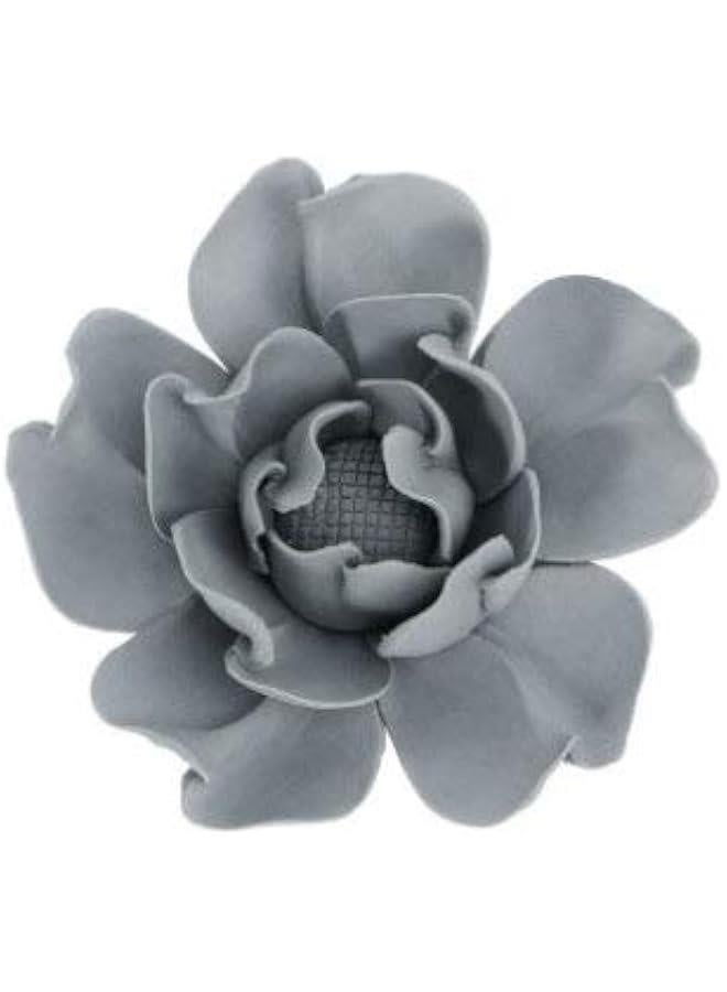 3D Ceramic Peony Peony Ceramic Wall Hanging Decoration 3D Wall Art for Living Bedroom Bathroom Kitchen Farmhouse Home Decor (Grey) 3D Decor - Image 1