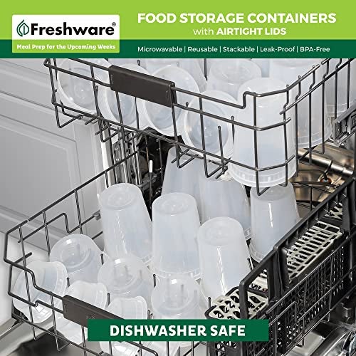 Freshware Food Storage Containers 24 oz Plastic Deli Containers with Lids, Slime, Soup, Meal Prep Containers, BPA Free, Stackable, Leakproof, Microwave/Dishwasher/Freezer Safe, 48 count (pack of 1) - Image 3