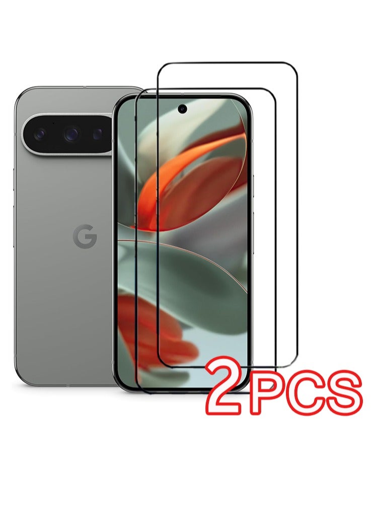 2 Pack Designed for Google Pixel 9 Pro/Google Pixel 9 Screen Protector 6.3" Tempered Glass, Ultrasonic Fingerprint Compatible, Easy Installation Frame, Anti Scratch, Bubbles-Free, Case Friendly