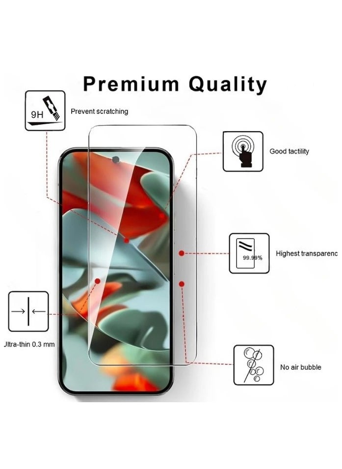 2 Pack Designed for Google Pixel 9 Pro/Google Pixel 9 Screen Protector 6.3" Tempered Glass, Ultrasonic Fingerprint Compatible, Easy Installation Frame, Anti Scratch, Bubbles-Free, Case Friendly