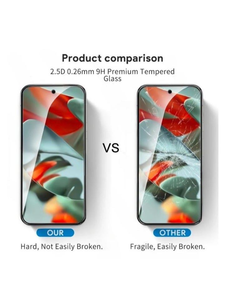 2 Pack Designed for Google Pixel 9 Pro/Google Pixel 9 Screen Protector 6.3" Tempered Glass, Ultrasonic Fingerprint Compatible, Easy Installation Frame, Anti Scratch, Bubbles-Free, Case Friendly