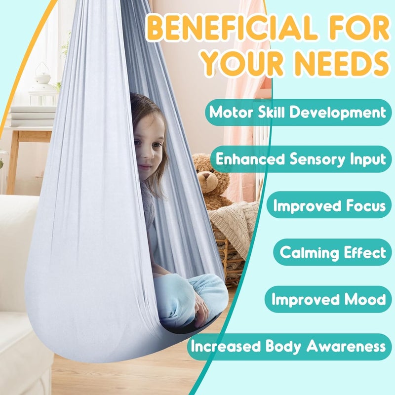 Chihee Sensory Swing Therapy Hammock Indoor Outdoor for Kids, Hardware Included, Soft Breathable Nylon Cuddle Joy Hammock for Child Adult With Autism, ADHD, Aspergers, Sensory Integration - Image 5