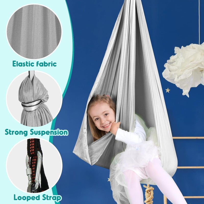 Chihee Sensory Swing Therapy Hammock Indoor Outdoor for Kids, Hardware Included, Soft Breathable Nylon Cuddle Joy Hammock for Child Adult With Autism, ADHD, Aspergers, Sensory Integration - Image 3