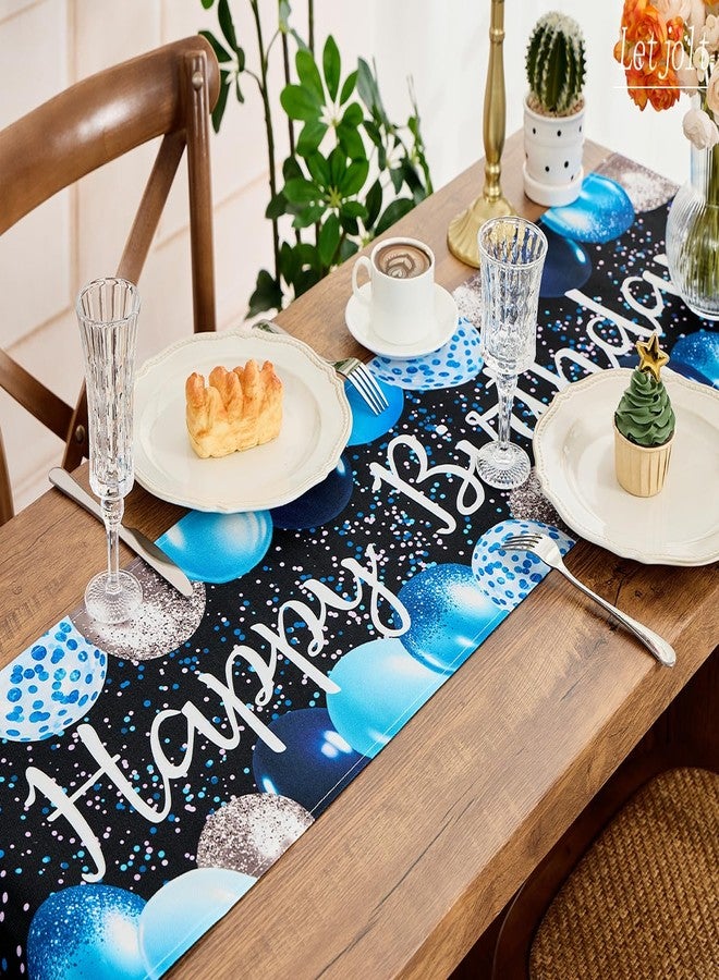 Letjolt Silvery Blue Balloon Happy Birthday Table Runner 72 Inches Celebrate Birthday Party Table Decor - Image 3
