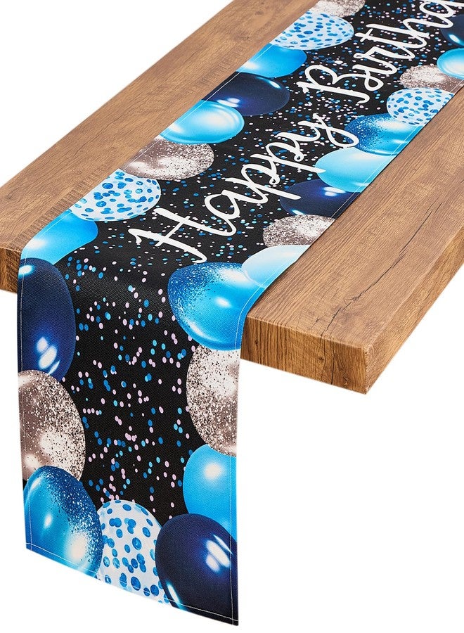 Letjolt Silvery Blue Balloon Happy Birthday Table Runner 72 Inches Celebrate Birthday Party Table Decor - Image 1