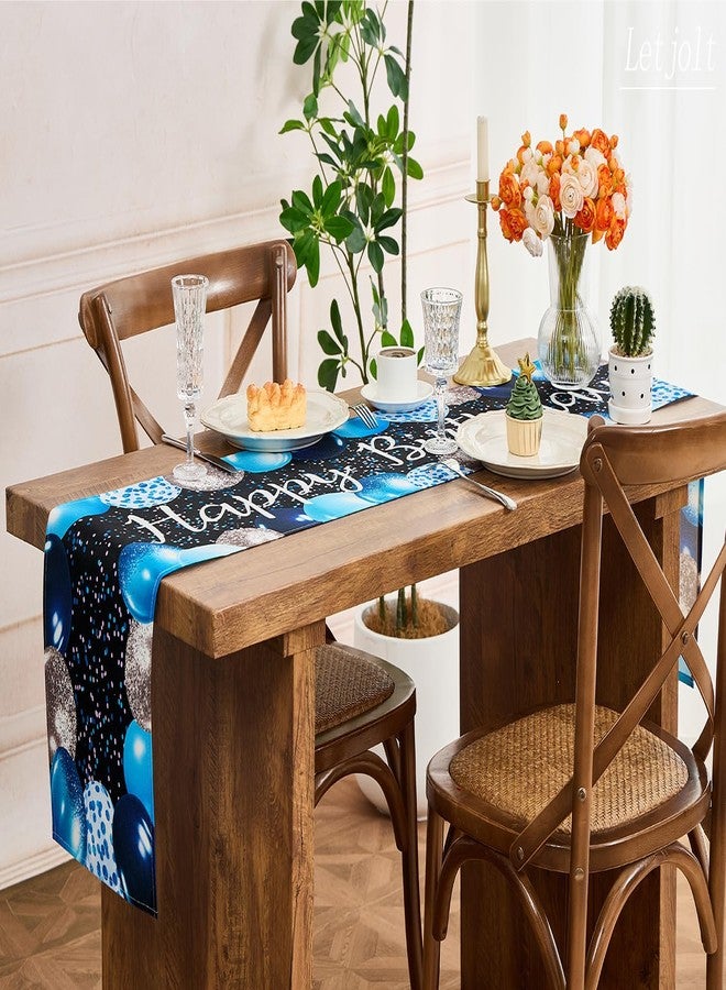Letjolt Silvery Blue Balloon Happy Birthday Table Runner 72 Inches Celebrate Birthday Party Table Decor - Image 4