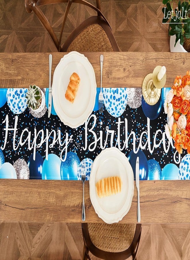 Letjolt Silvery Blue Balloon Happy Birthday Table Runner 72 Inches Celebrate Birthday Party Table Decor - Image 2
