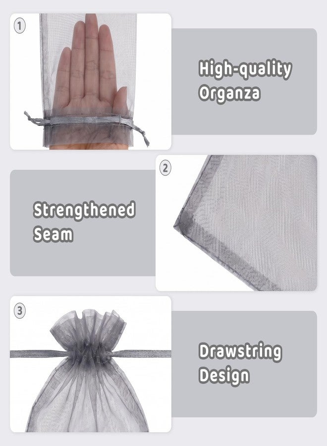 Crweety 100PCS Organza Bags 8x12 Large Gift Bags Grey, Mesh Bag Drawstring Gift Pouches for Jewelry Goodie Candy Treat Sachet, Party Favor Bag for Wedding Baby & Bridal Shower Birthday Graduation - Image 5