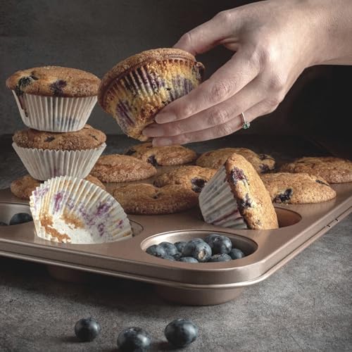 HAPPIELS Non Toxic Nonstick 12 Cup Muffin Pan | PFOA BPA free Nontoxic Cupcake Tin | Best Non Stick Muffin Pans | Muffin tins | Cupcakes Tray | Carbon Steel Bakeware Mold Trays - Image 5