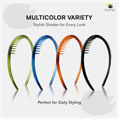 Sanas Plastic Headband For Women Stylish (4Pcs) Viral Headband For Girls Kids Head Accessories For Women Stylish Beach Hair Accessories For Woman Headbands For Woman Stylish (4Pcs) (Assorted Shades) - Image 5