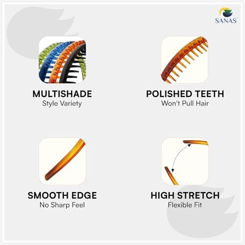 Sanas Plastic Headband For Women Stylish (4Pcs) Viral Headband For Girls Kids Head Accessories For Women Stylish Beach Hair Accessories For Woman Headbands For Woman Stylish (4Pcs) (Assorted Shades) - Image 4