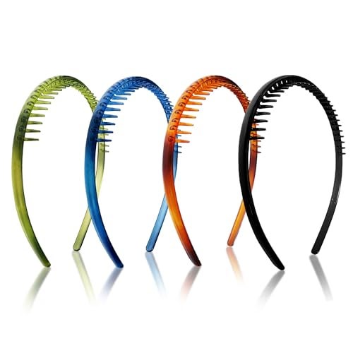 Sanas Plastic Headband For Women Stylish (4Pcs) Viral Headband For Girls Kids Head Accessories For Women Stylish Beach Hair Accessories For Woman Headbands For Woman Stylish (4Pcs) (Assorted Shades) - Image 1
