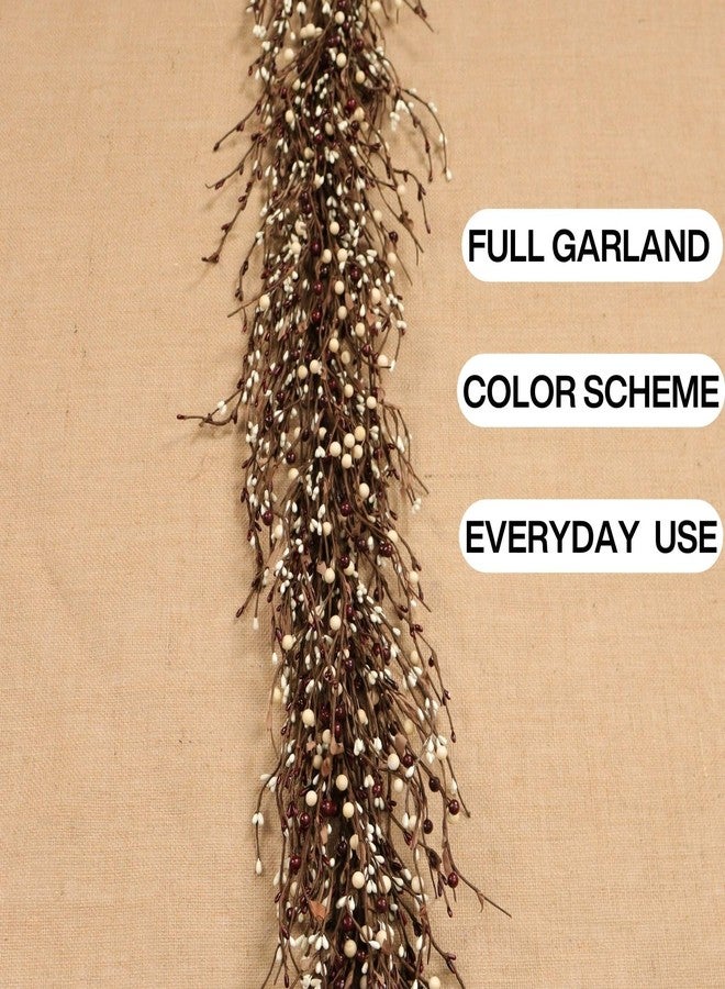 Quixem 60" Pip Berry Garland - Artificial Spring and Summer Decorative Garland with Burgundy Cream Berries, Perfect for Front Door, Mantel, Centerpiece and Table Display Seasonal Décor - Image 4