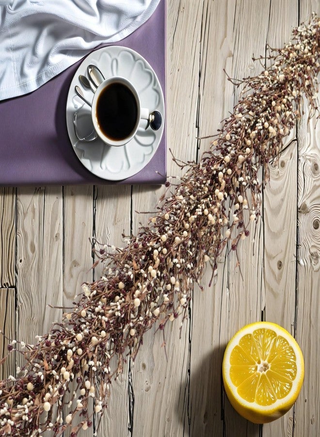 Quixem 60" Pip Berry Garland - Artificial Spring and Summer Decorative Garland with Burgundy Cream Berries, Perfect for Front Door, Mantel, Centerpiece and Table Display Seasonal Décor - Image 5