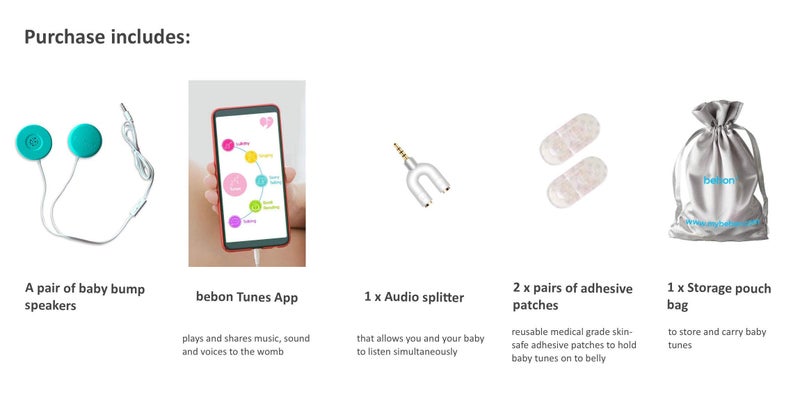 Bebon Baby-Bump Headphones â€“ Plays and Shares Music, Sound and Voices to The Womb â€“ Premium Baby Bump Speaker System â€“ Including bebon Tunes APP (iOS and Android) (Teal) - Image 5