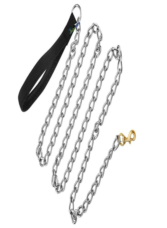 BohoBark Dog Chain Leash Metal Dog Lead Training Steel Leash Heavy Duty Chew Proof Leash With Padded Handle For Medium Large Dogs Black Colour,?18 cm - Image 1