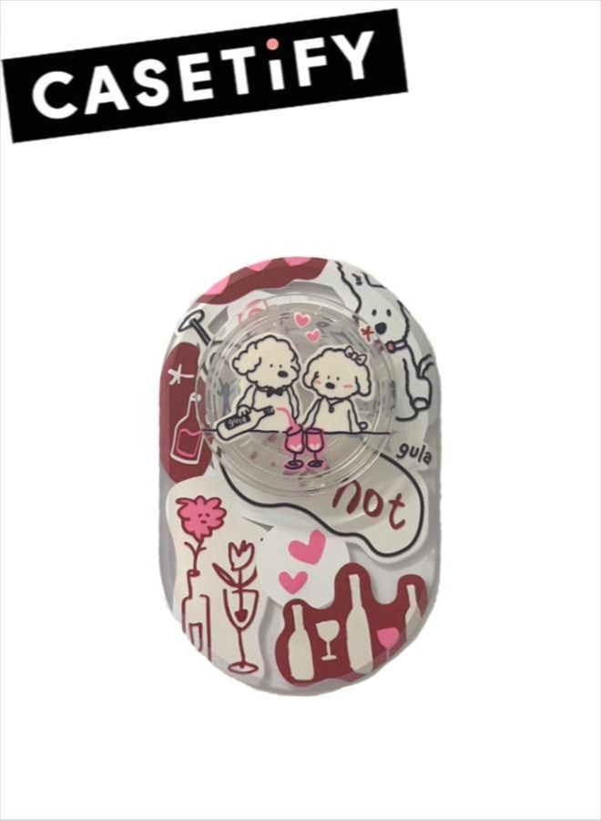 Casetify Gula Dog Phone Grip Stand Compatible with MagSafe, MagSafe Phone Grip Holder, Wireless Charging Compatible White/Red - Image 1