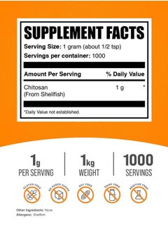 BULKSUPPLEMENTS.COM .com Chitosan Powder - Chitosan 1000mg, Chitosan Supplements - Food Grade, Gluten Free & Soy Free, 1000mg per Serving, 1kg (2.2 lbs) (Pack of 1)  - Image 2