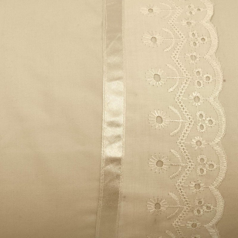 DECOBASKET DECOBASKET Bolster Cover with Lace Pattern 100% Cotton Soft 200TC Fabric. (Pack of 02) (Cream) - Image 4