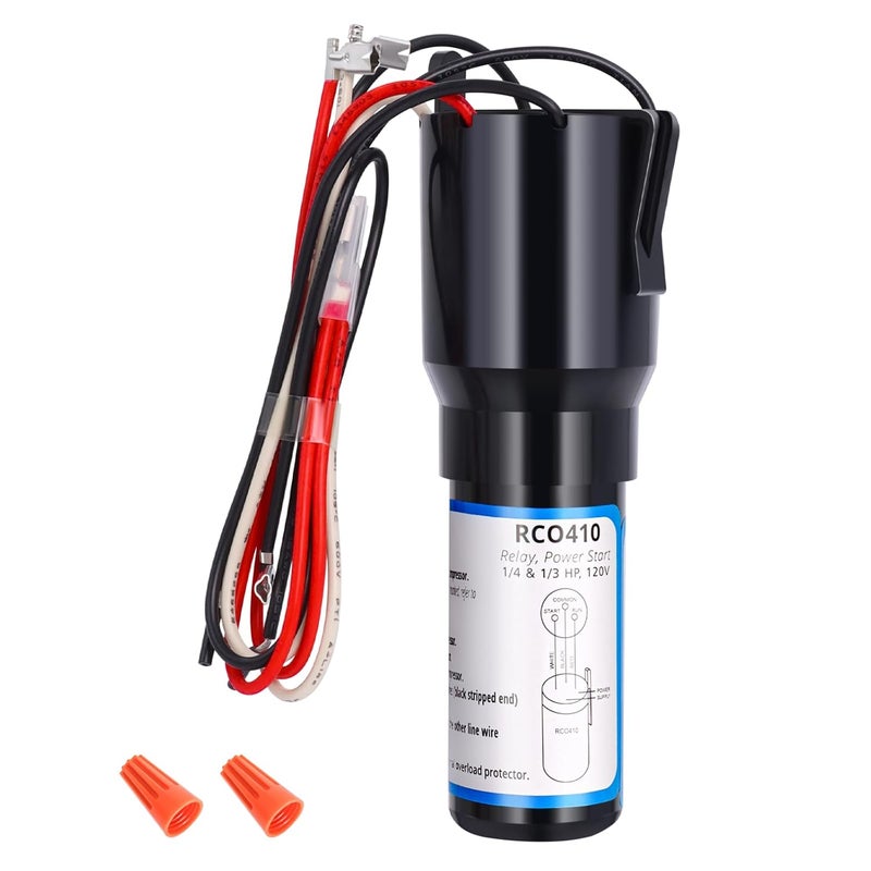 Ketofa RCO410 3-in-1 Hard Start Capacitor Kit, Compatible for Compatible with Refrigerators & Freezers, 1/4-1/3 H.P. 115VAC (1 pcs) - Image 1