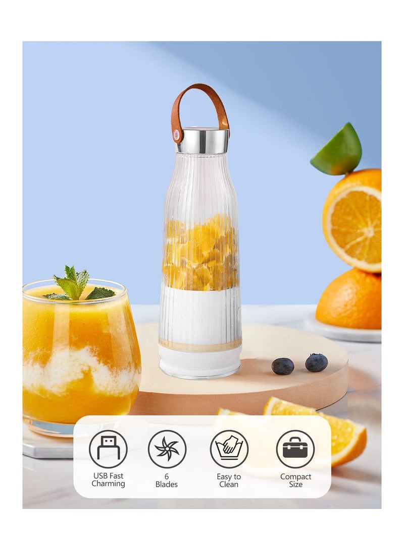 SOLARAE Portable Juice Blender, 420ml Personal Blender for Shakes and Smoothies with 6 Blades, Small Blender USB Rechargeable, Handheld Juicer Cup for Office/Kitchen/Gym/Outdoor (White) - Image 4