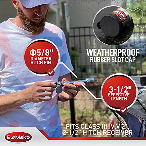 Elemake Trailer Hitch Lock - Hitch Pin Lock 5/8" Pin Tow Receiver Lock, Heavy Duty Brass Core Locking Mechanism, 3-1/2" Usable Length Fits Class III, IV, V Hitches - Image 5