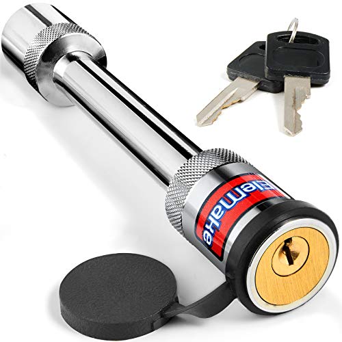 Elemake Trailer Hitch Lock - Hitch Pin Lock 5/8" Pin Tow Receiver Lock, Heavy Duty Brass Core Locking Mechanism, 3-1/2" Usable Length Fits Class III, IV, V Hitches - Image 1