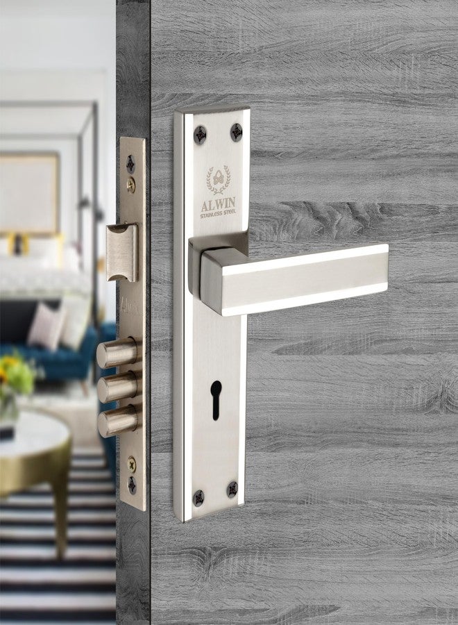 Alwin 8 inch, Stainless Steel, Dual Tone SS Finish, 6 Lever, 2 Turn Lock Body, 3 Keys, Ideal for Bedroom, Living Room, Bathroom and Kitchen Doors in Residential, Commercial and Industrial. - Image 1