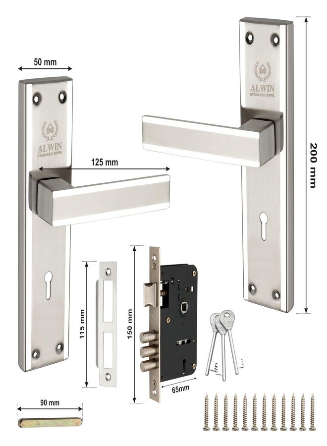 Alwin 8 inch, Stainless Steel, Dual Tone SS Finish, 6 Lever, 2 Turn Lock Body, 3 Keys, Ideal for Bedroom, Living Room, Bathroom and Kitchen Doors in Residential, Commercial and Industrial. - Image 2