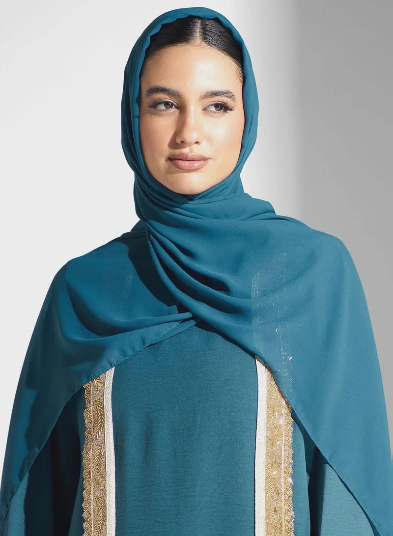 hayas closet Embellished Lace Detail Abaya
