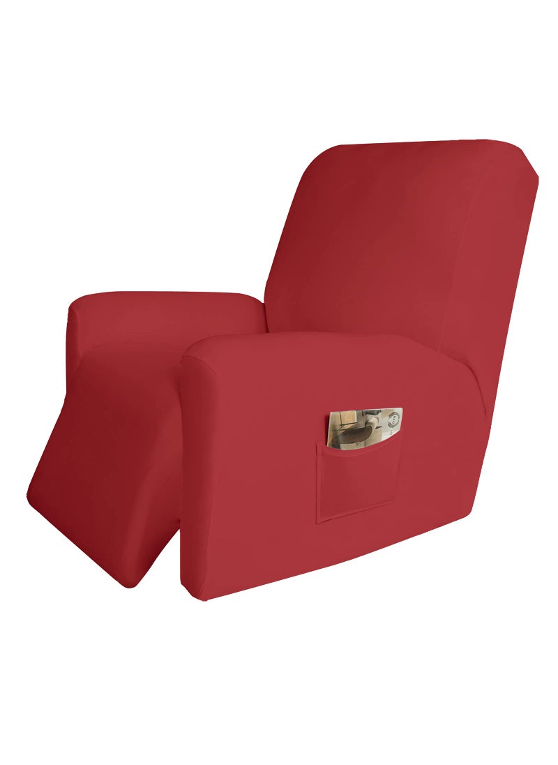 Easy-Going EasyGoing 4 Pieces Microfiber Stretch Recliner Slipcover  Spandex Soft Fitted Sofa Couch Cover Washable Furniture Protector with Elastic Bottom for Kids PetRecliner Christmas Red 