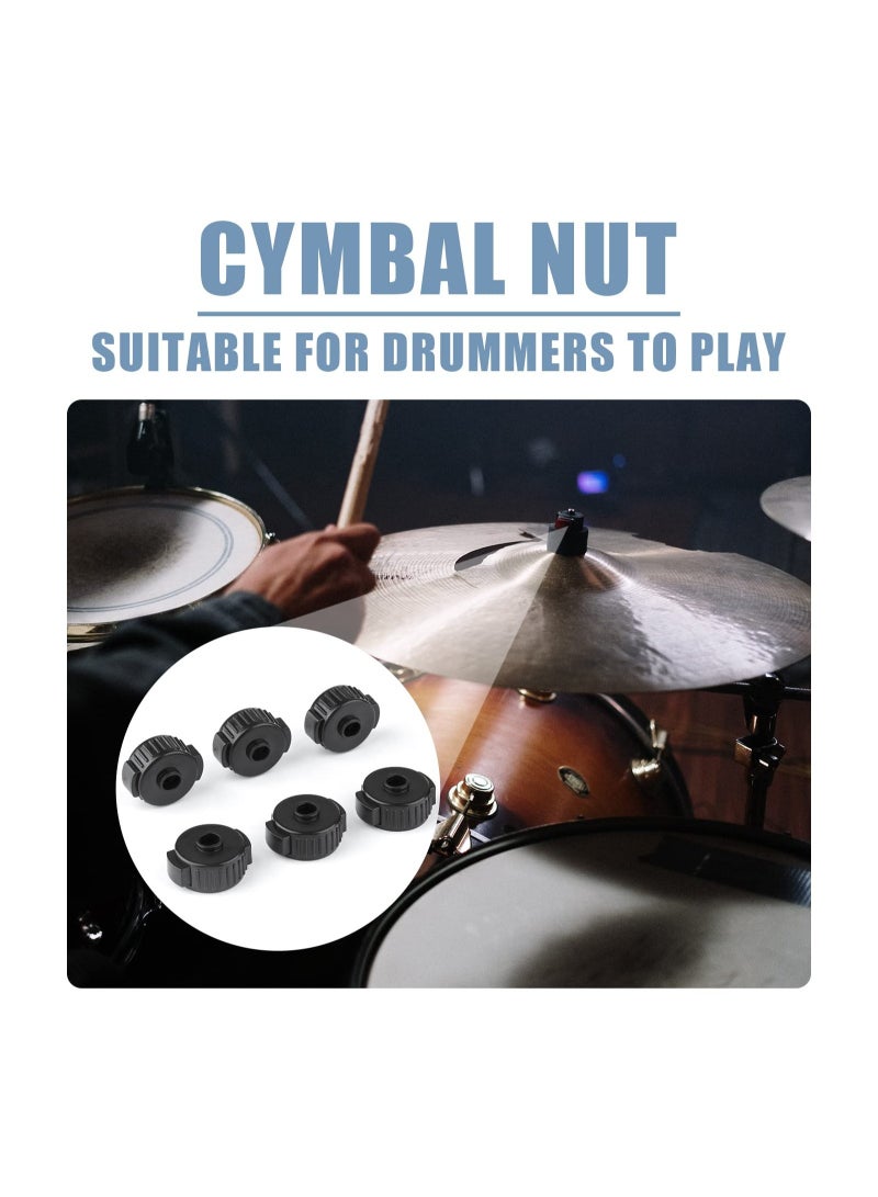 Excefore 6Pcs Quick Release Cymbal Nuts, 8mm Cymbal Mate Nut Black Plastic Cymbal Lock Nut Replacement for Percussion Drum Kit Jazz Drum Parts Accessories  - Image 5
