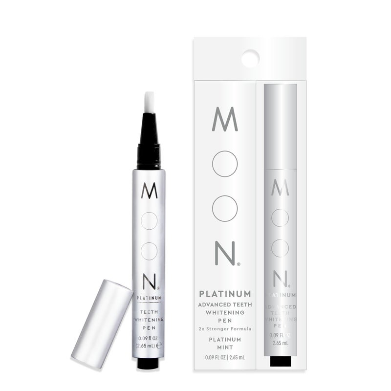 MOON Teeth Whitening Pen Gentle on Sensitive Teeth Whitens with Antioxidants Essential Oils Vegan Whitening Gel in an Easy Applicator Platinum Mint