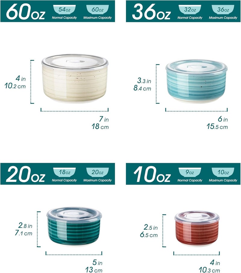 vancasso Bonbon Ceramic Mixing Bowls with Lids Set of 4 Multicolor Nesting Serving Bowls for Food Prep Storage Microwave and Dishwasher Safe 60362010 oz Stylish and Functional Design - Image 2