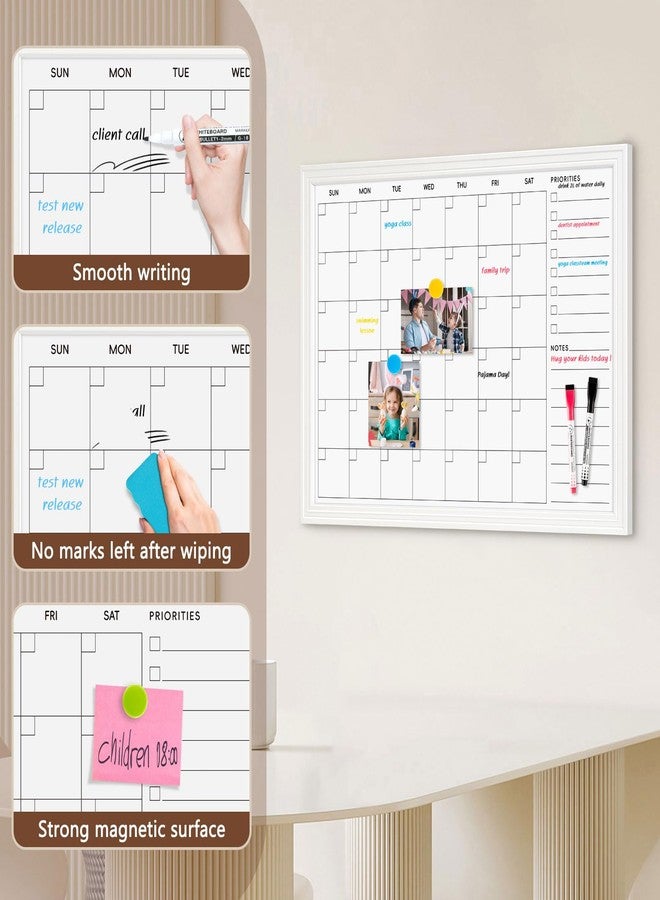 DOLLAR BOSS Magnetic White Board Calendar 36''x 24'', Monthly Dry Erase Planner for Wall with White Wood Style Frame for Office, School, Dorm, Home Decor - Image 4