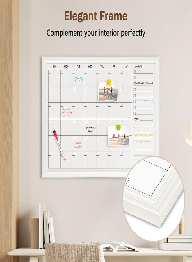 DOLLAR BOSS Magnetic White Board Calendar 36''x 24'', Monthly Dry Erase Planner for Wall with White Wood Style Frame for Office, School, Dorm, Home Decor - Image 3