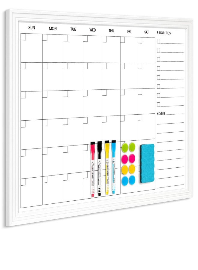 DOLLAR BOSS Magnetic White Board Calendar 36''x 24'', Monthly Dry Erase Planner for Wall with White Wood Style Frame for Office, School, Dorm, Home Decor - Image 1