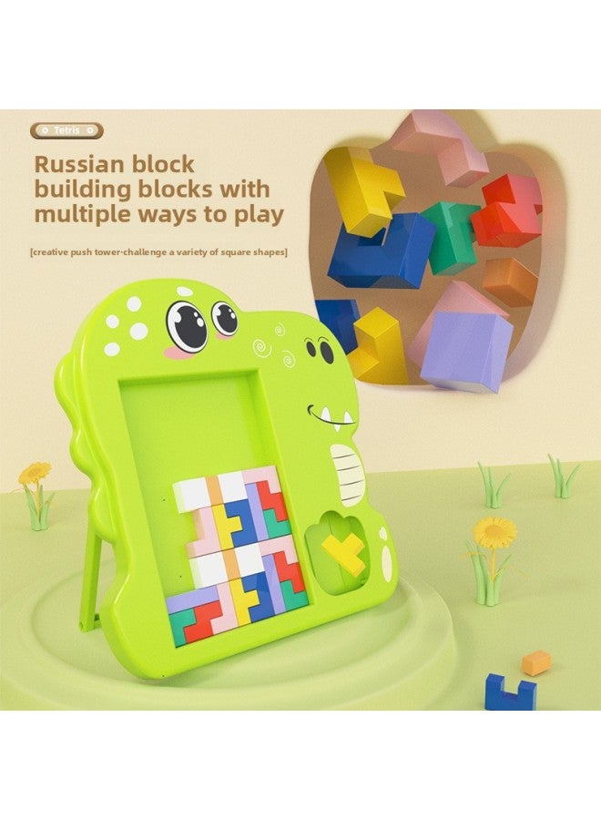 Children's Puzzle Game Dinosaur Multifunctional Tetris Block Puzzle Early Education Fall Resistant Puzzle Table Game-Color:Tetris Pink Dinosaur (e-commerce) - Image 4