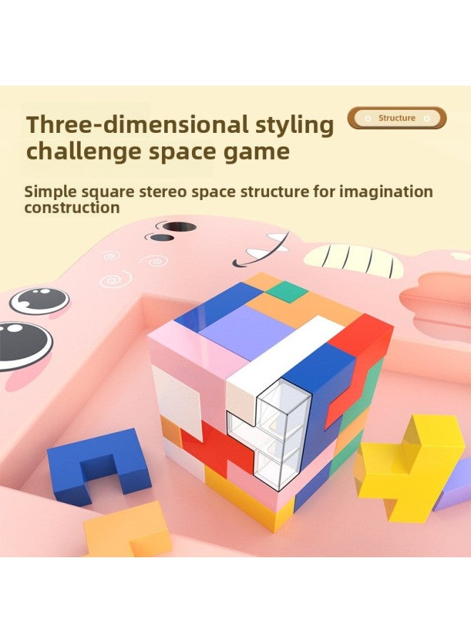 Children's Puzzle Game Dinosaur Multifunctional Tetris Block Puzzle Early Education Fall Resistant Puzzle Table Game-Color:Tetris Pink Dinosaur (e-commerce) - Image 5
