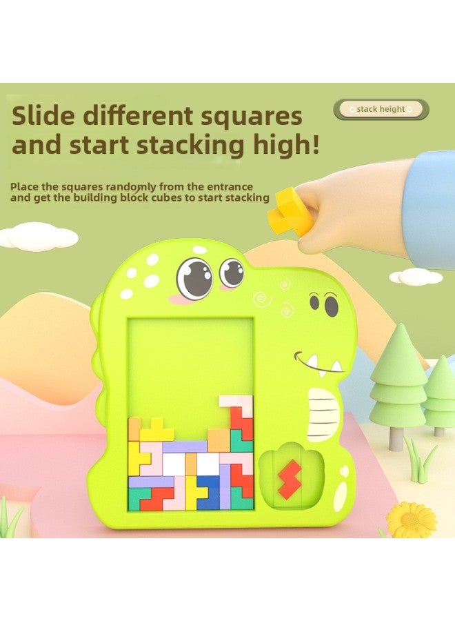 Children's Puzzle Game Dinosaur Multifunctional Tetris Block Puzzle Early Education Fall Resistant Puzzle Table Game-Color:Tetris Pink Dinosaur (e-commerce) - Image 3