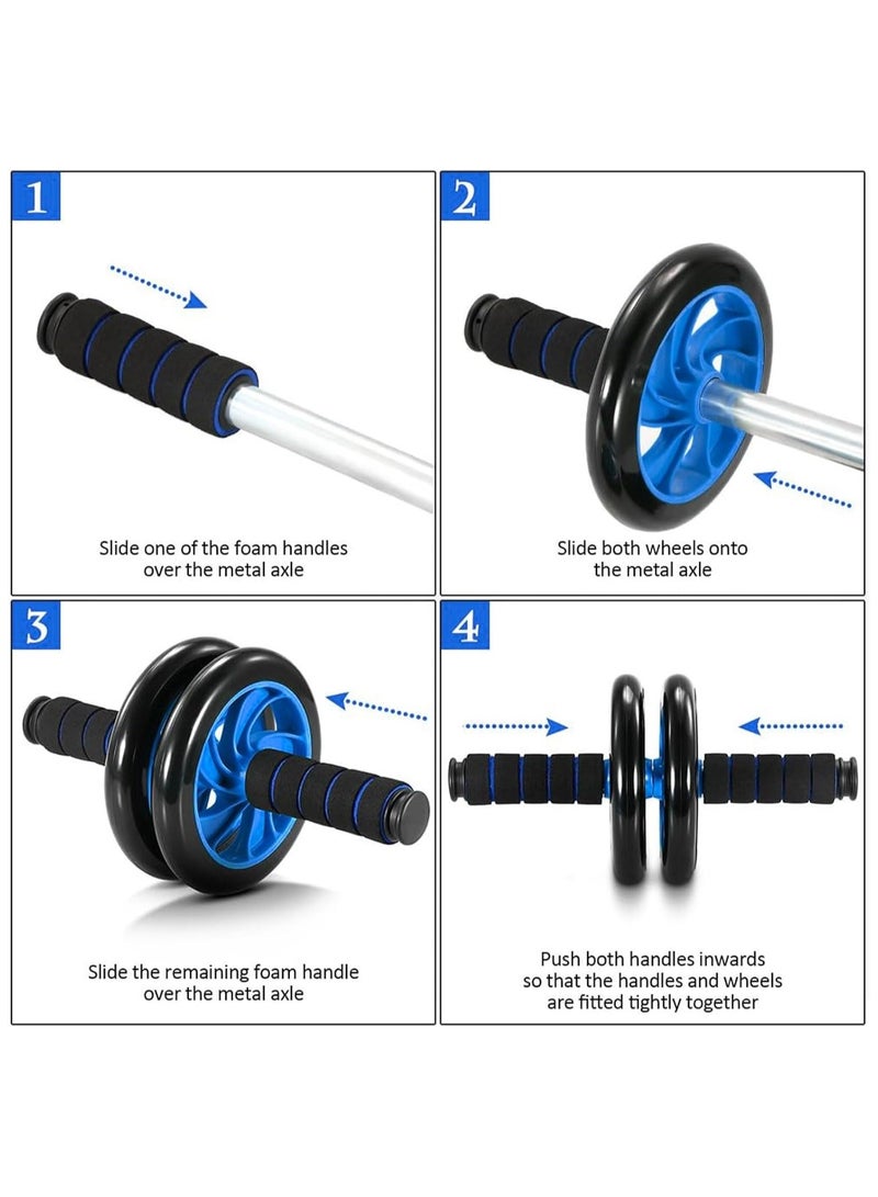 Soofam 6-In-1 Ab Wheel Roller Kit with Exercise Roller Wheel，Push-Up Bars，Knee Mat，Figure 8 Resistance Band，Jump Rope and Hand Gripper，Home Gym Exercise Kits Suitable for Physical Training - Image 5