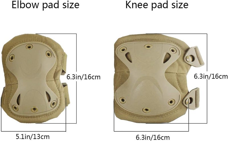 Aoutacc Tactical Combat Knee & Elbow Protective Pads Set for Outdoor CS Paintball Game Cycling Safety Skateboarding Gear Skates Knee Protection Guard Pads - Image 2
