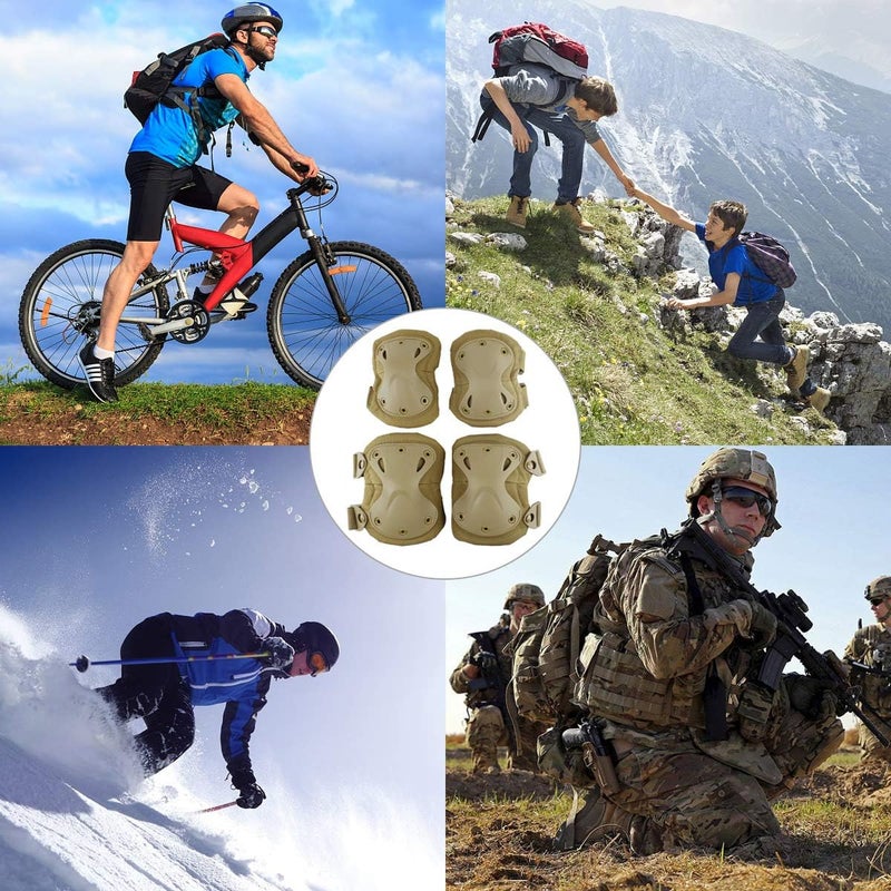 Aoutacc Tactical Combat Knee & Elbow Protective Pads Set for Outdoor CS Paintball Game Cycling Safety Skateboarding Gear Skates Knee Protection Guard Pads - Image 3